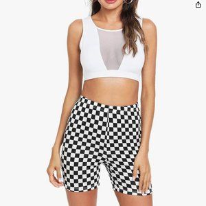 Checkered biker shorts